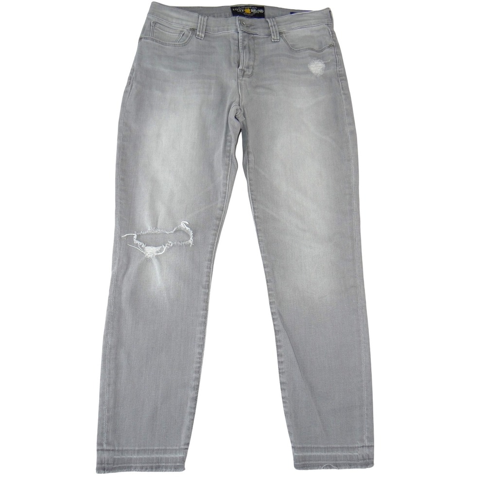 Lucky Brand Brooke‎ Capri Grey Distressed Skinny Jeans Size 6 28 Light Wash